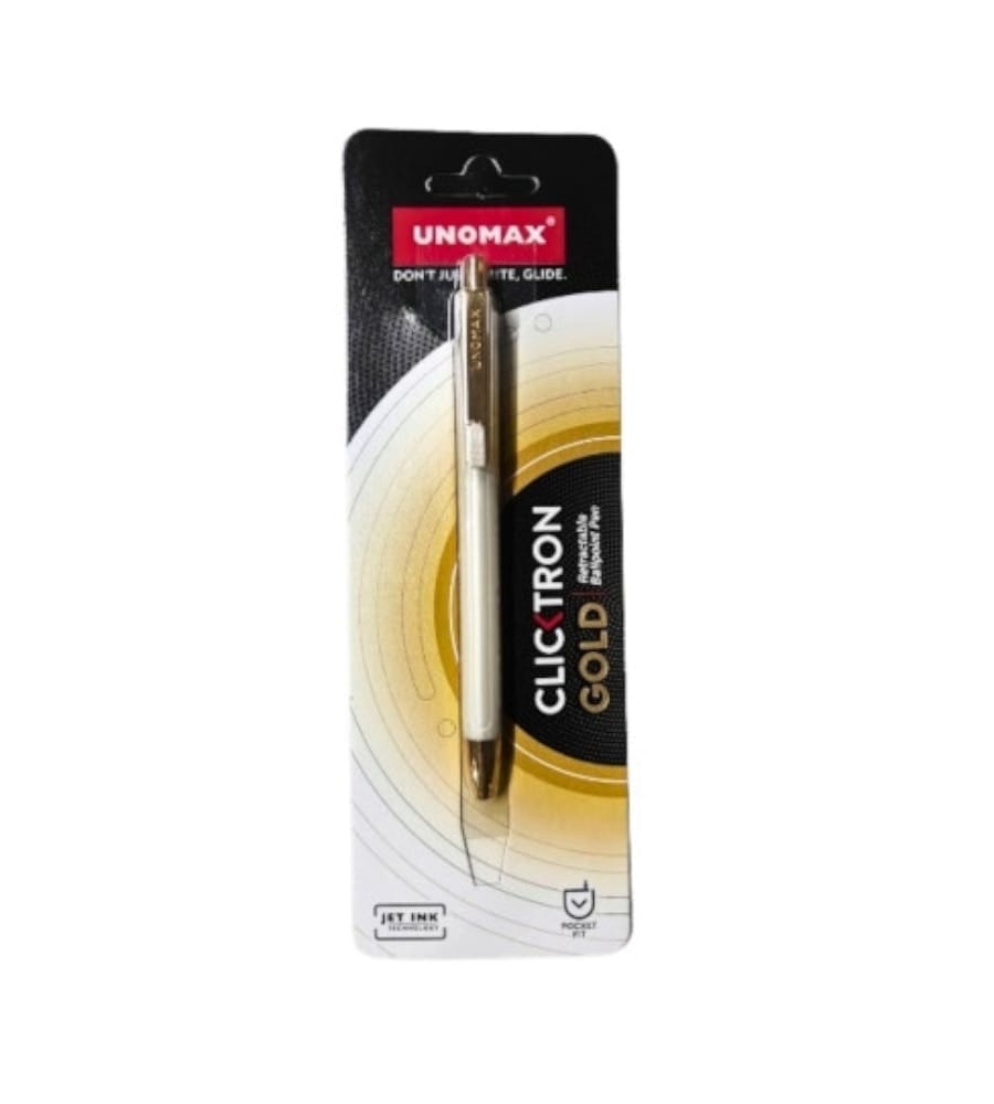 UNOMAX Clicktron Gold Rectractable Ballpoint Pen – Blue (Pack of 1)